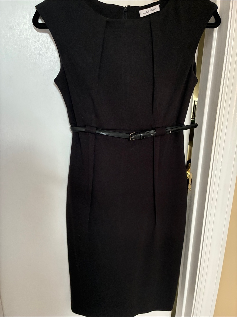 Calvin Klein Black Sheath Dress with Slim Belt